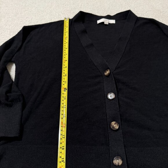 Loft v-neck button up boxy fit black cardigan in M - Picture 4 of 6